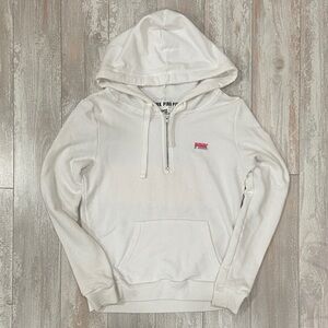 PINK Victoria's Secret White Zip Hoodie with Pink Logo